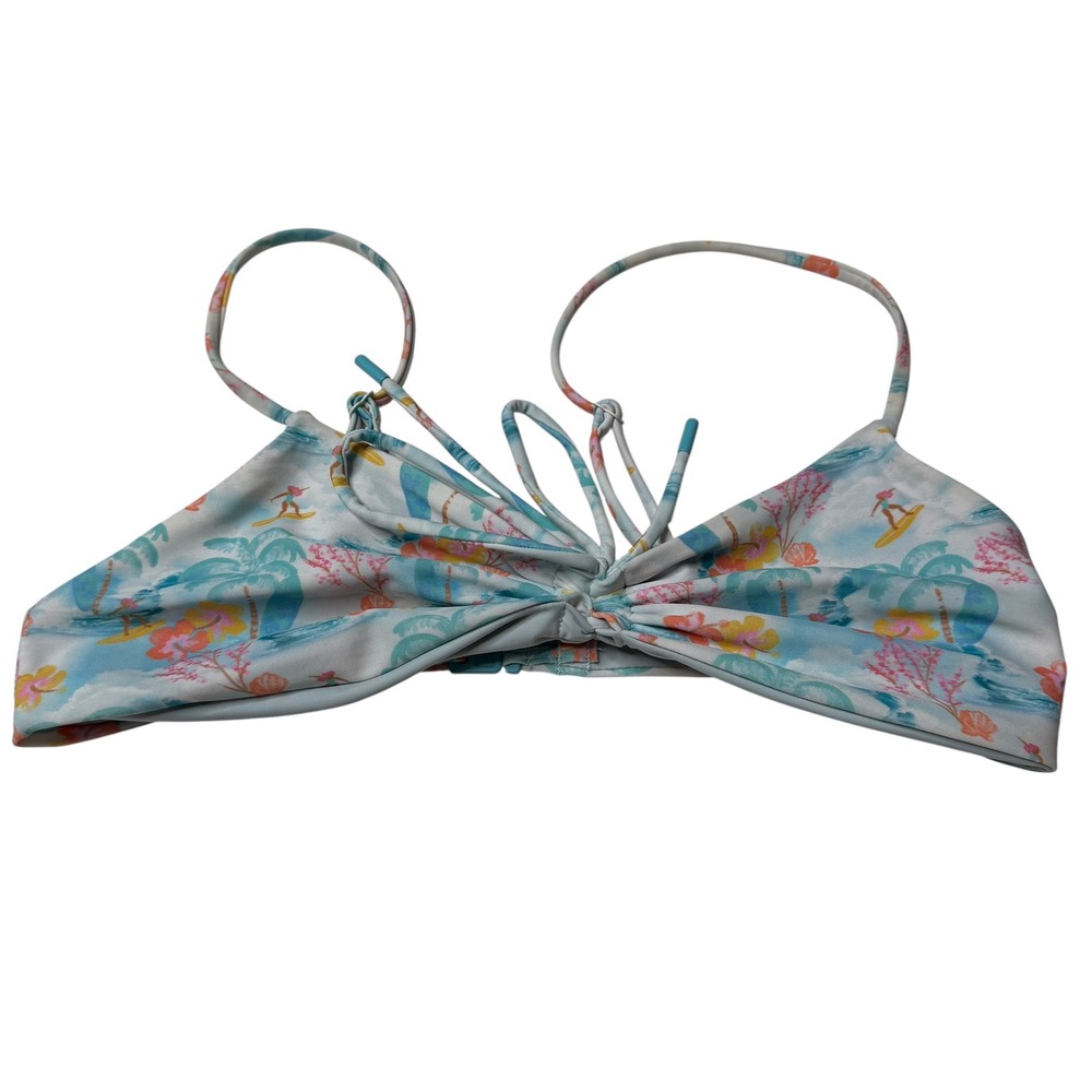 BLACKBOUGH Bikini Top Blue Tropical Surfer Print Swimsuit Top Women Size M